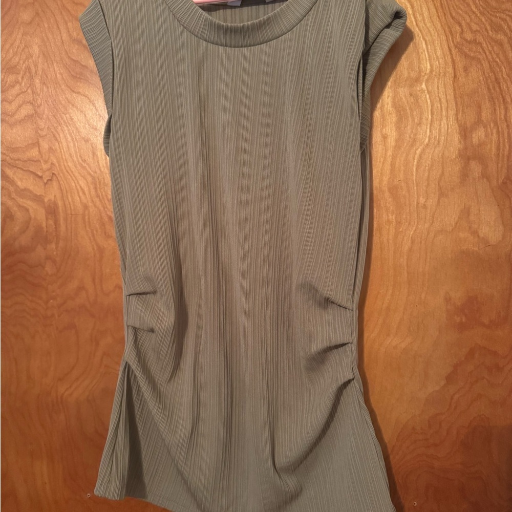 Sleeveless Olive Green Ribbed shirt